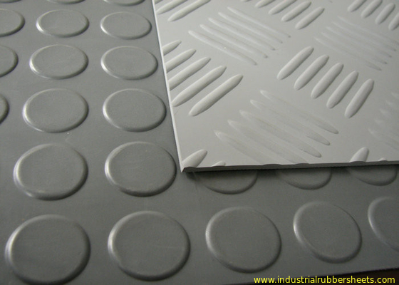 Red Industrial Rubber Sheet with Round Button Top and Impression Fabric Bottom for Anti-Slip Design