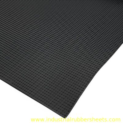 Red Industrial Rubber Sheet with Round Button Top and Impression Fabric Bottom for Anti-Slip Design