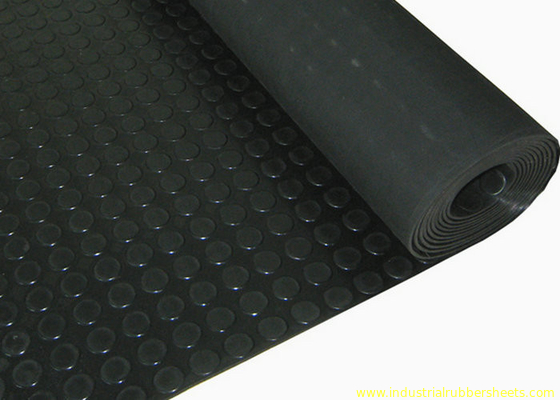 Red Industrial Rubber Sheet with Round Button Top and Impression Fabric Bottom for Anti-Slip Design